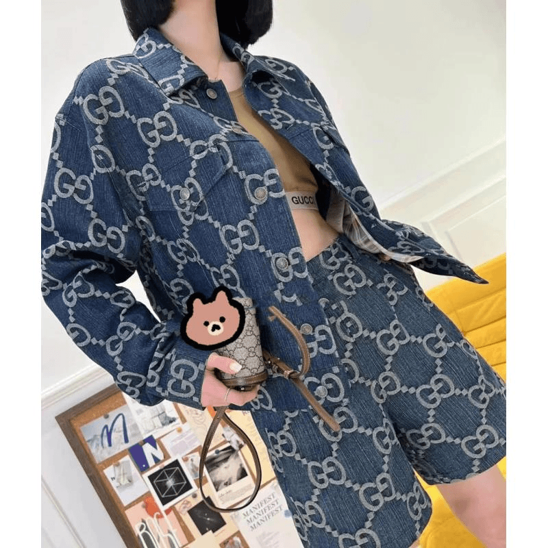 GUCCI/古驰yf880 大G牛仔满印外套 50码