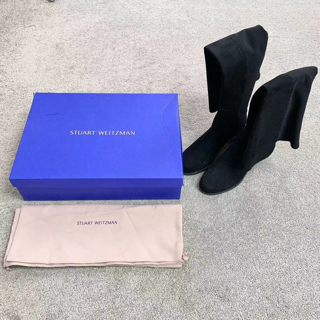 13366 Stuart Weitzman sw 麂皮黑色长靴 38码 5600