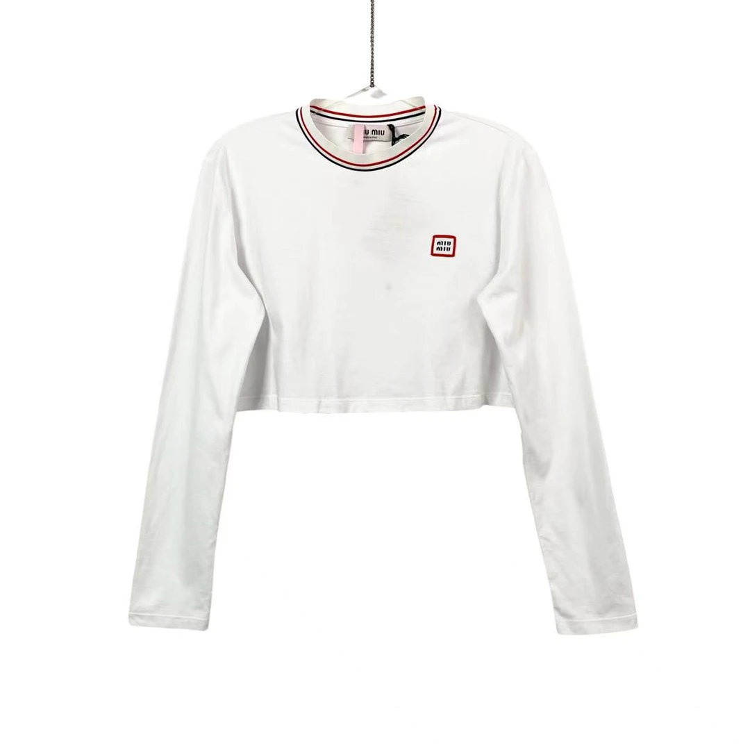 全新未使用 MIU MIU/缪缪  pp二零四 棉 刺绣logo长袖 s码