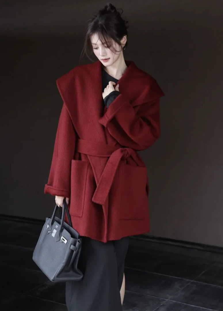 MaxMara kb0315 Rialto系列红色连帽大衣 32码  95新