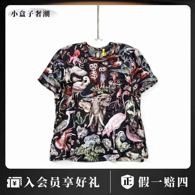 全新未使用 Valentino/华伦天奴 23325 棉 动物图案满印短袖s/m/l