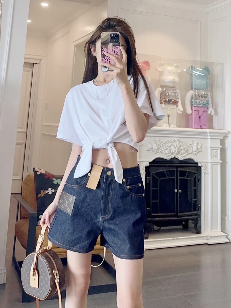 LouisVuitton/路易威登23231 老花拼接牛仔短裤 38码
