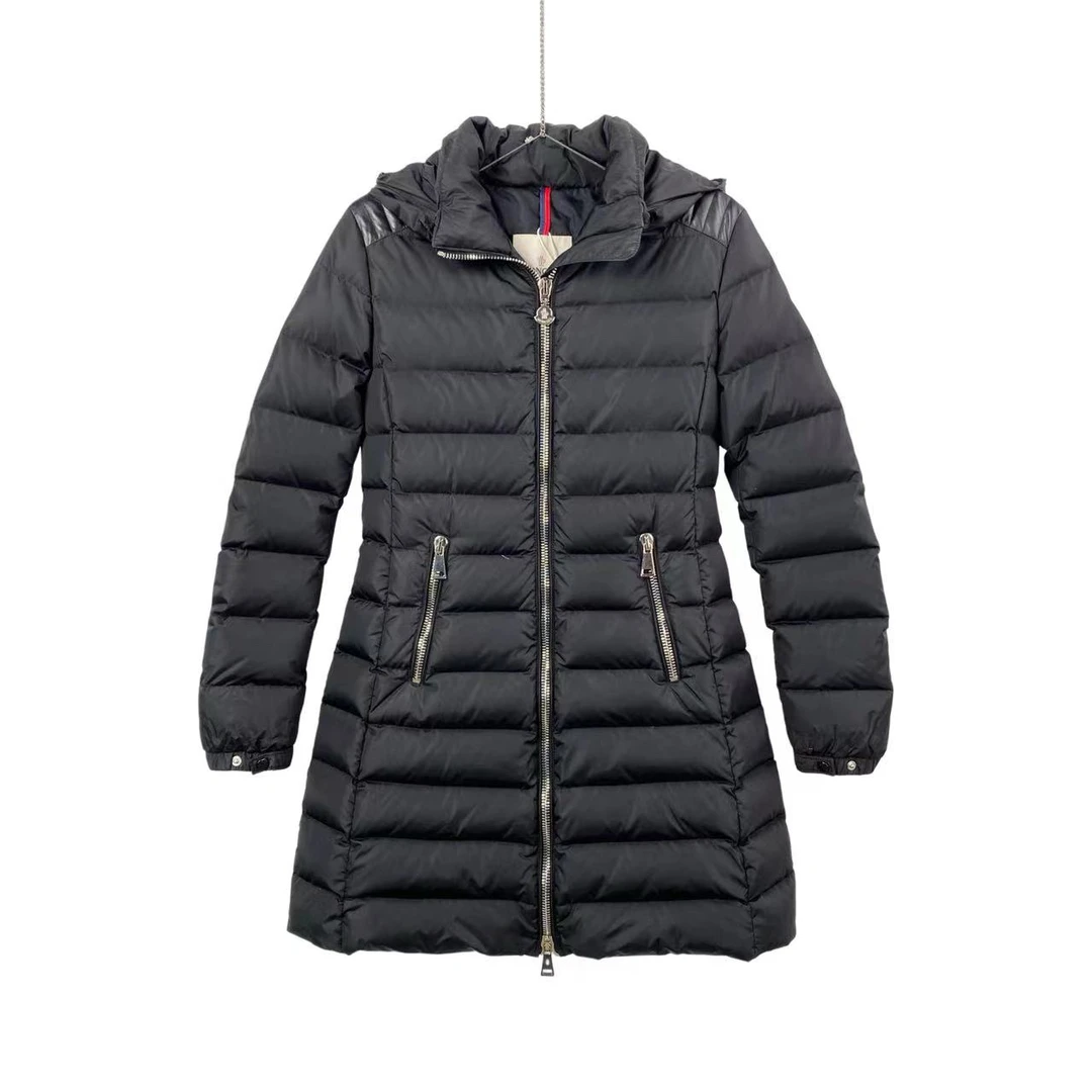 95新 MONCLER  aa0713鸭绒 长款拉链连帽羽绒服 0码 95新