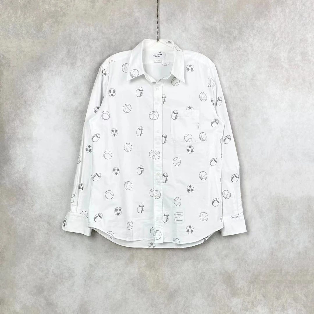 95新 THOMBROWNE 一六五五一 棉 球类logo衬衫 4码  95新