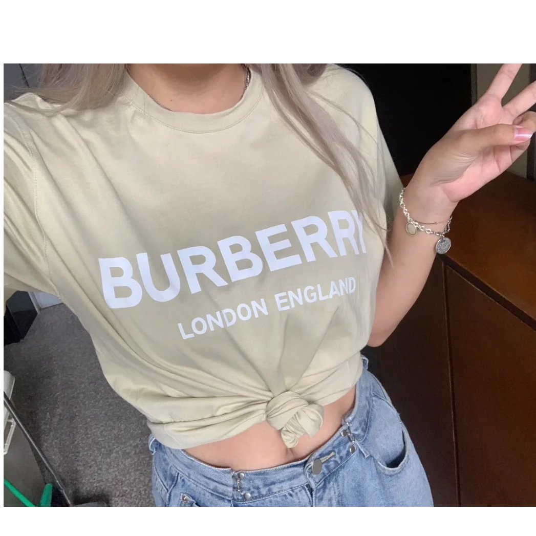 BURBERRY/博柏利 qz0032 黄色标语短袖 M码 轻微污渍