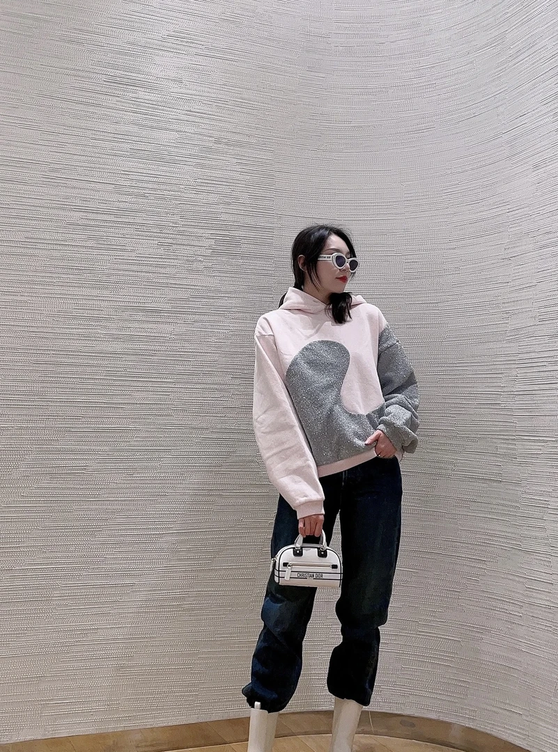 95新 DIOR/迪奥 mb零零零九 棉  拼接logo帽衫 m码 95新