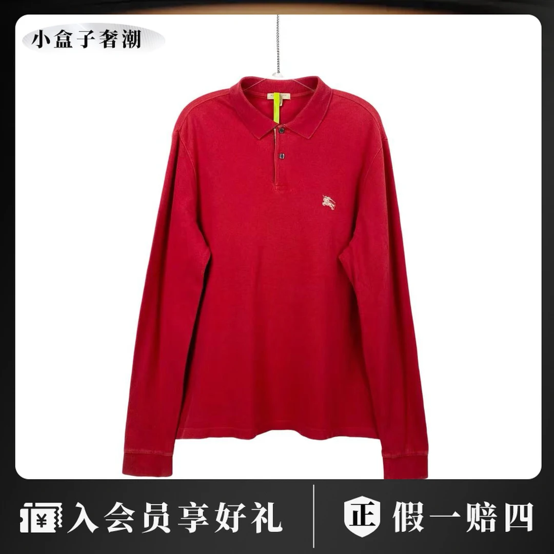 95新 BURBERRY/博柏利 hh零零二一棉 红色战马logo长袖 xl码 95新