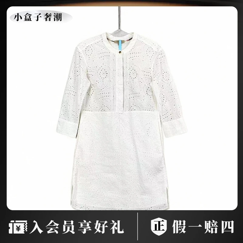 95新 BURBERRY/博柏利  一六六五五 棉 白色蕾丝连衣裙 38码