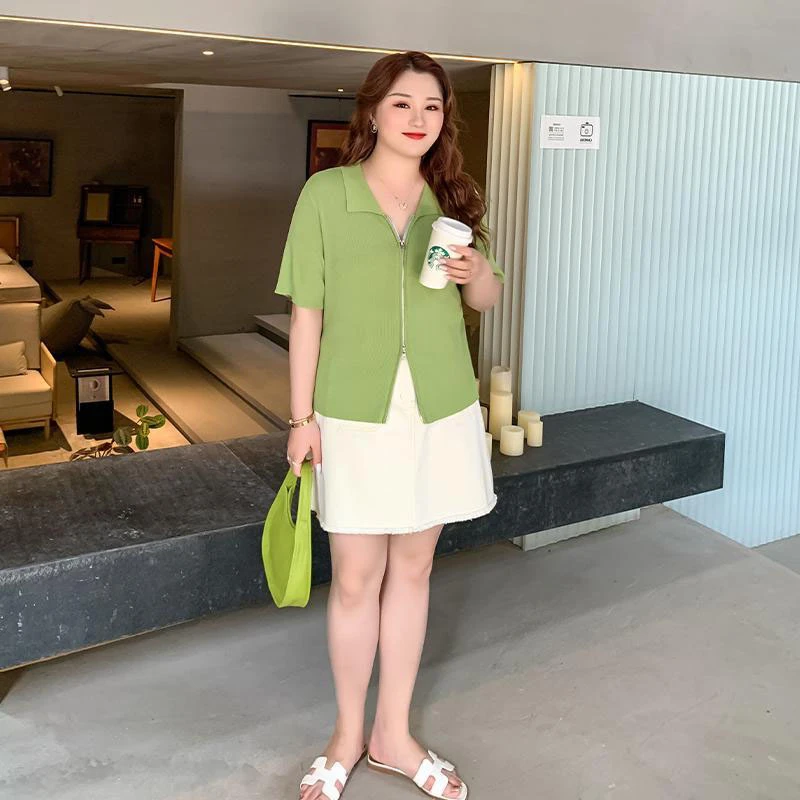 胖mm大码短袖t恤女装2022秋季新款显瘦宽松百搭针织polo衫上衣
