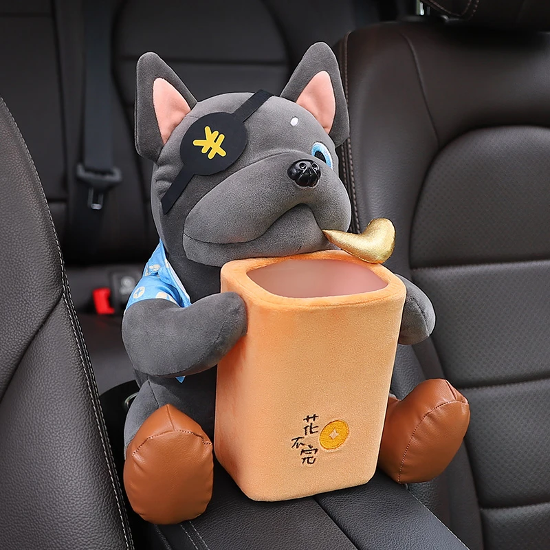 创意车载纸巾盒垃圾桶二合一可爱汽车扶手箱抽纸盒网红车内装饰品
