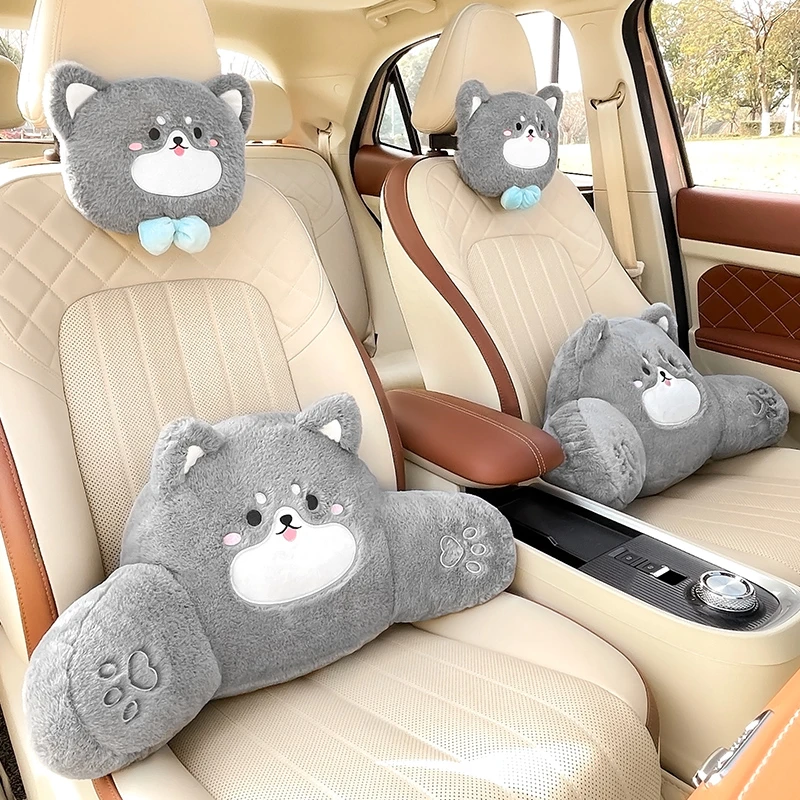 汽车头枕护颈枕车载专用毛绒卡通颈椎靠枕车内腰靠开车用车枕靠垫