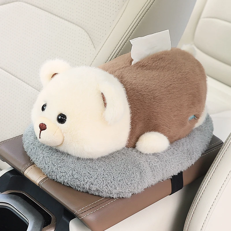 车载好物纸巾盒扶手箱抽纸盒创意汽车竹炭包摆件公仔汽车内装饰品