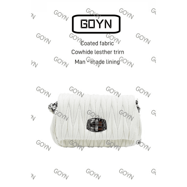 GOYN手工缪真皮女包三肩带褶皱包白色C 10362