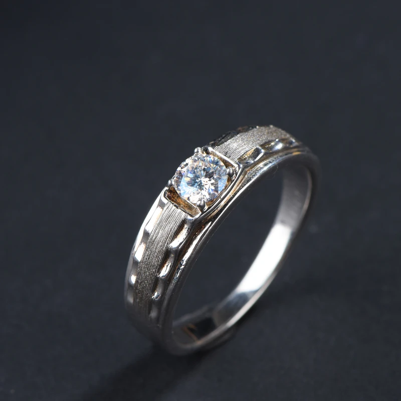 【钻匠坊】男款水波纹男戒0.5ct 1ct 戒指