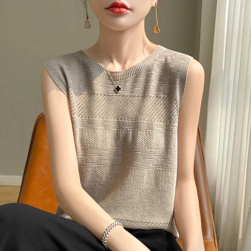 搭内吊带上衣一线女夏外无缝穿重工针织打底成衣无袖显瘦一体背心