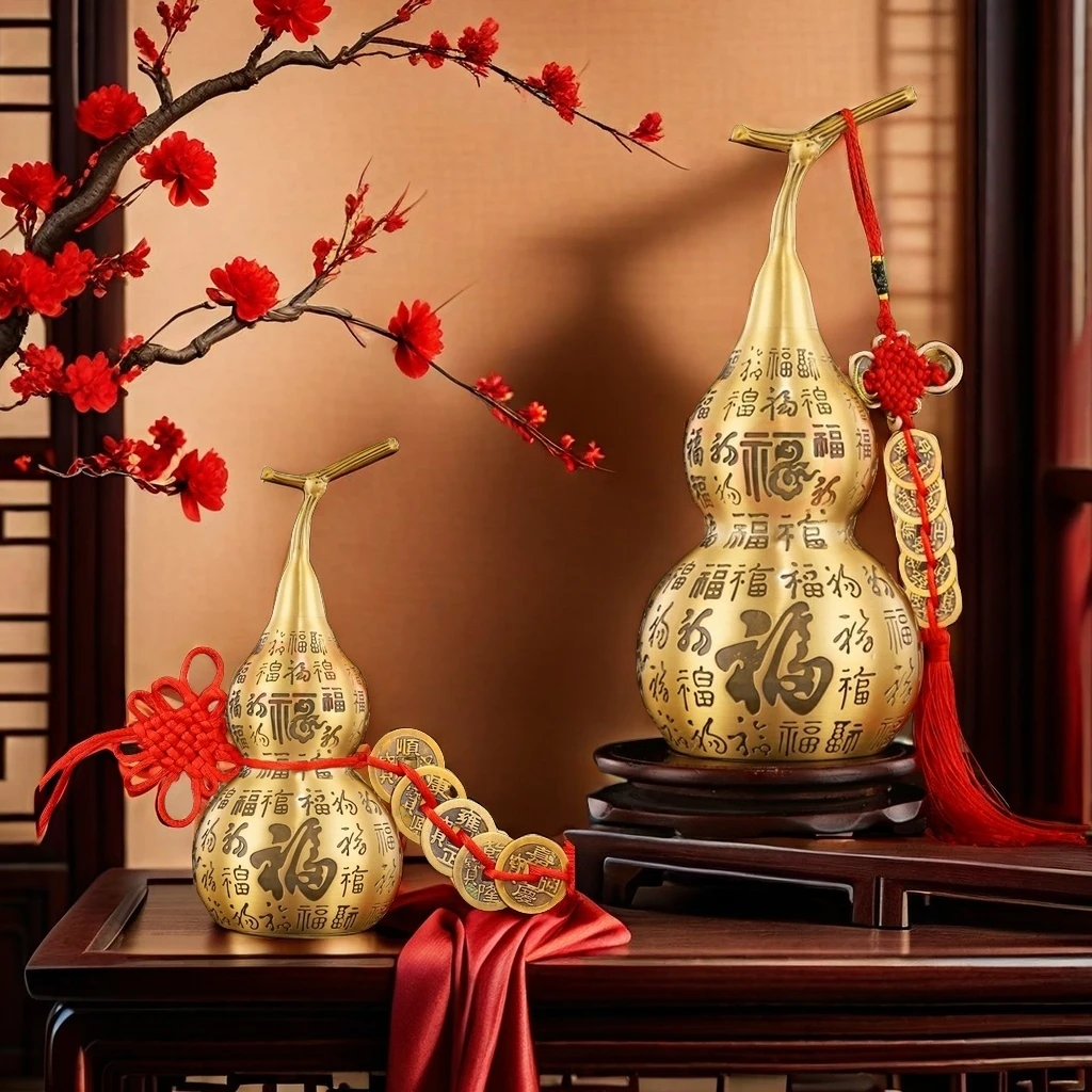 （百福葫芦）黄铜家居玄关摆件开盖家用创意铜摆件铜摆件