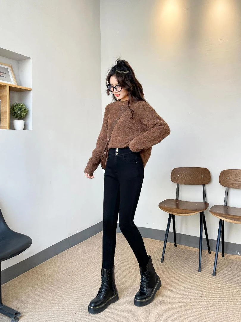 《DAMAI宠粉专享》玻尿酸高腰三防牛仔裤（加绒）秋冬时尚百搭加厚