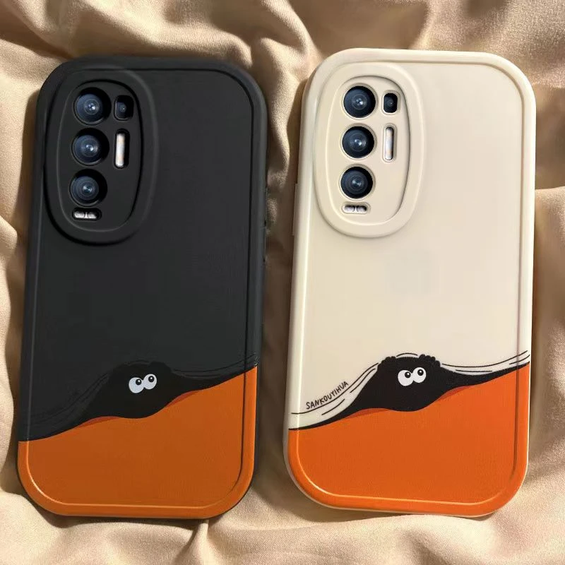 OPPOreno5pro+手机壳女男硅胶全包直边曲面屏情侣薄reno5pro+卡通