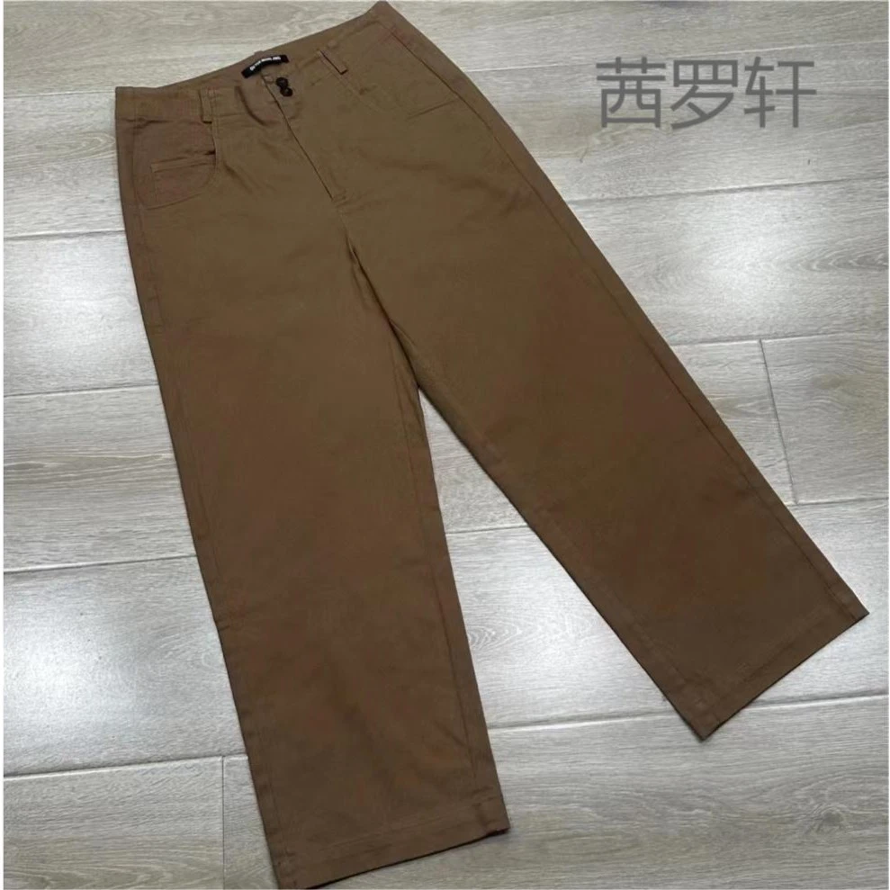 高品质百搭简约春款时尚休闲直筒裤 两粒扣设计