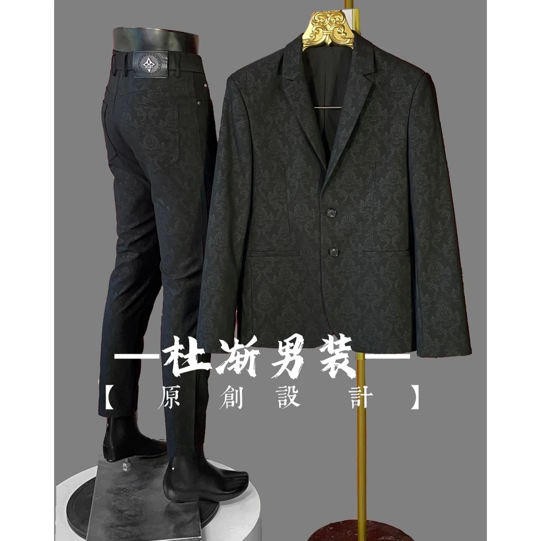 【精品男装】黑色轻奢修身西服外套休闲商务男士上衣1809