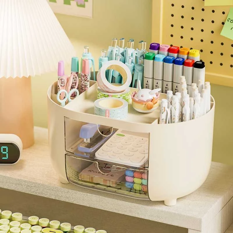 大容量笔筒收纳盒桌面文件马克笔置物架学生桌面办公室多功能笔桶