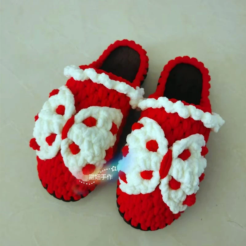 手工编织秋冬季棉拖材料成品可爱小清新包头拖送女朋友闺蜜206