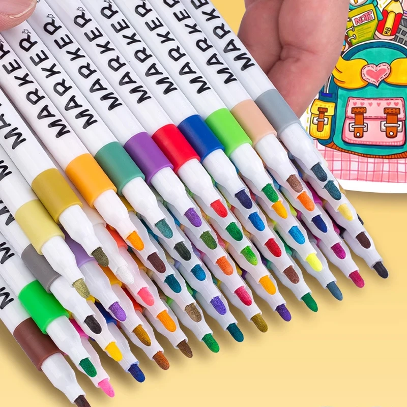 优品丙烯马克笔儿童专用水彩笔不透色可叠色幼儿园画笔水性笔软头