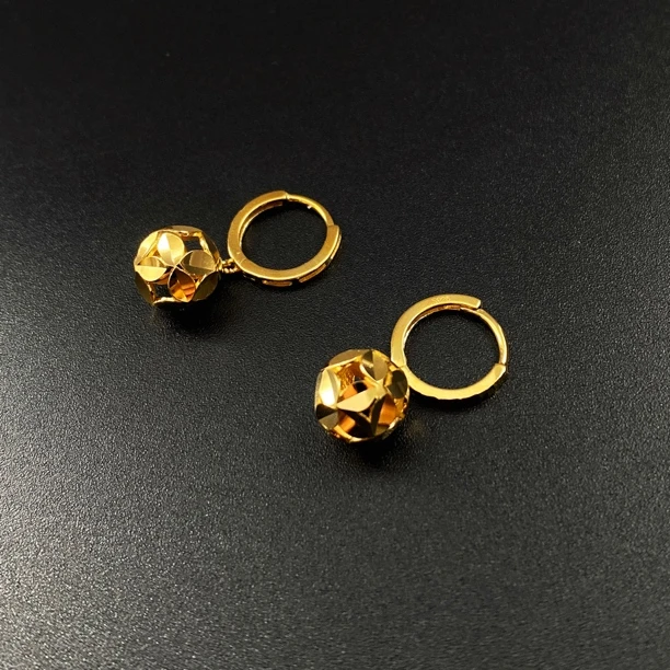 925银耳饰 流金星球 气质简约镂空花瓣圆球耳扣耳环0503970