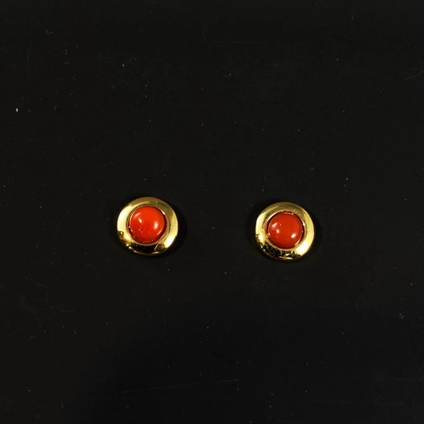 925银耳饰 锦瑟圆饼 圆饼镶嵌自然石耳钉8070297