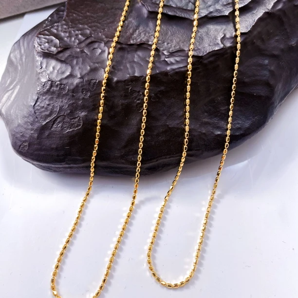 链子925银 锁骨链鸡蛋链金色简约百搭小米粒素链项链0500761