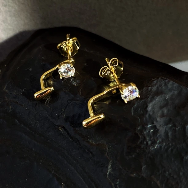 925银耳饰 一款多戴四爪镶前后款莫桑钻耳钉3005448