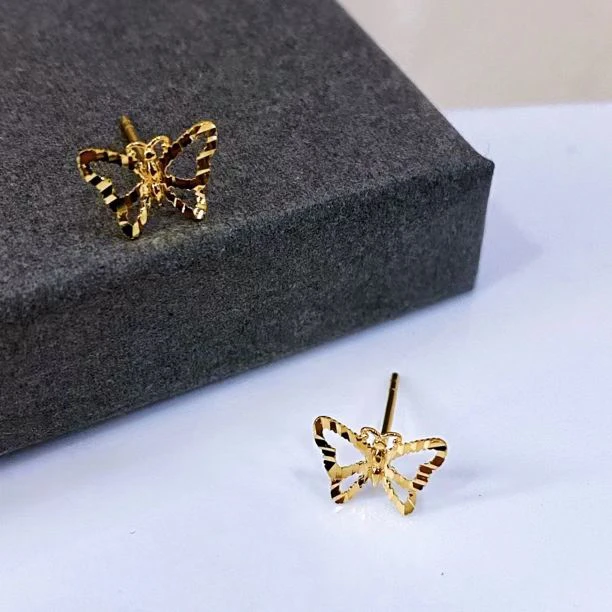 925银耳饰 爆闪批花镂空蝴蝶耳钉0500758