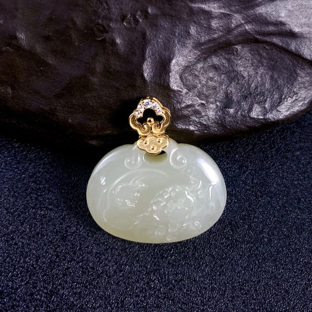 吊坠925银 新中式平安富贵牡丹如意锁田田吊坠多样性发1900620