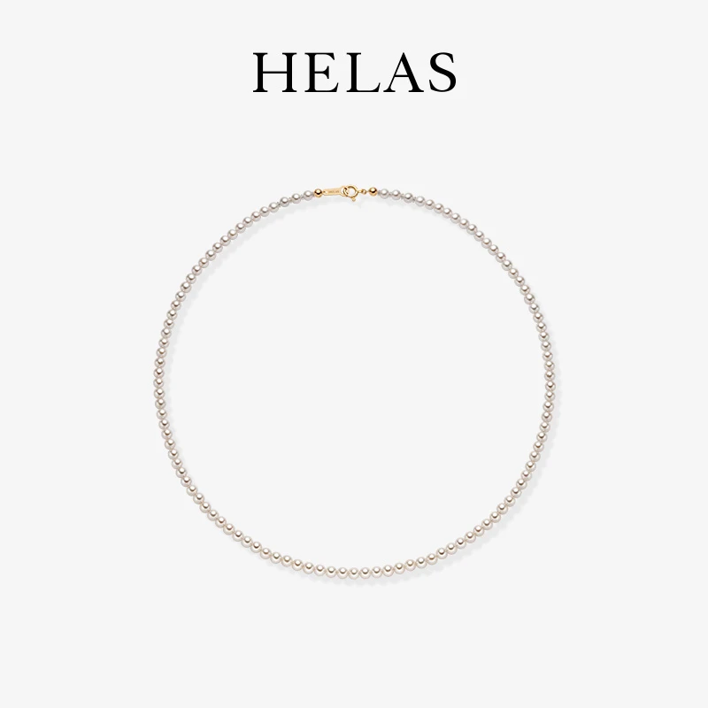 HELAS赫拉高定系列3.5-4精选Rose级Akoya海水珍珠项链18K金串珠