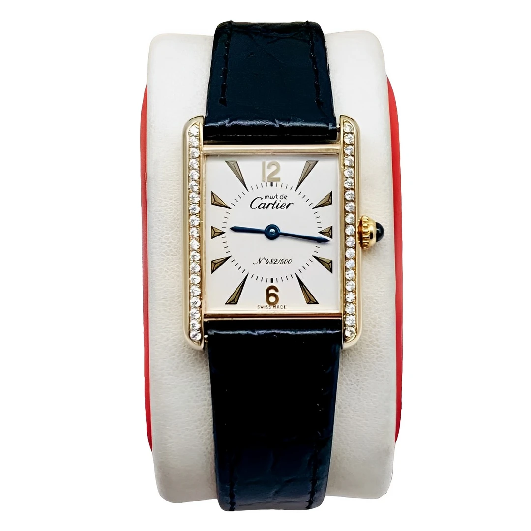 90新 Cartier/卡地亚 23*30.5盘 坦克系列 时尚后镶钻 石英女士表