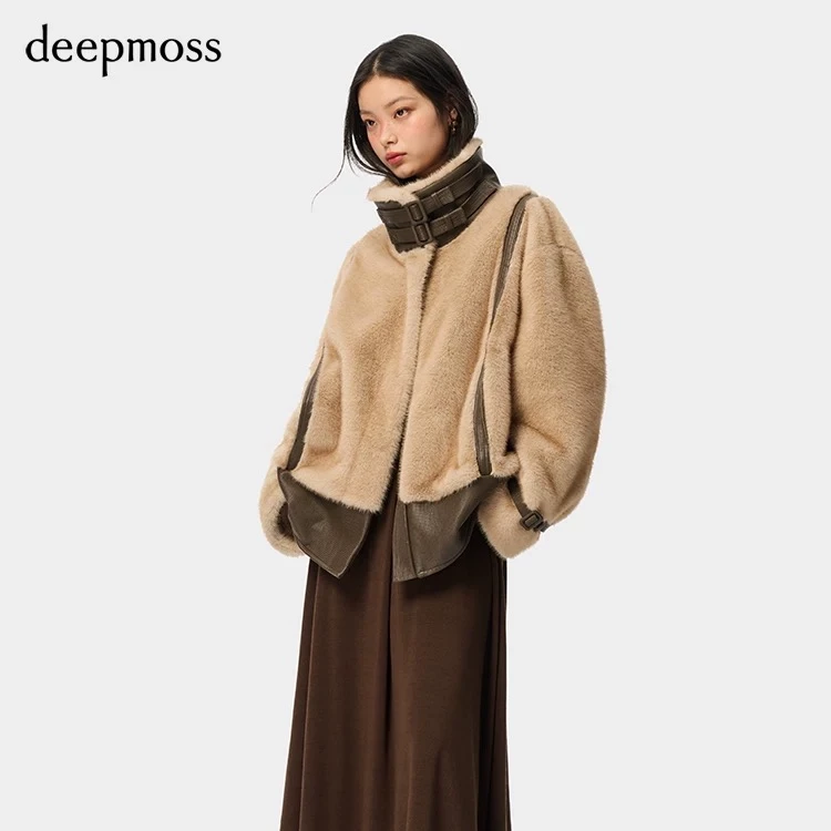 deepmoss杏仁棕廓形外套