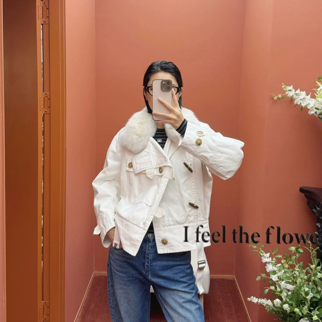 IMMI帆布水洗毛领羽绒夹克