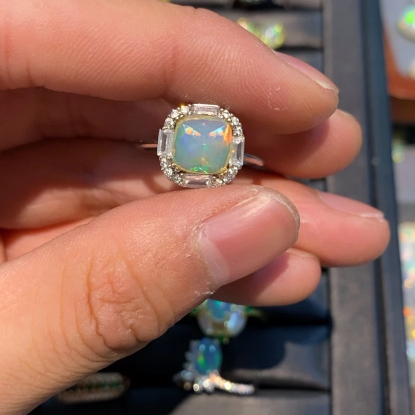 【闪购商品】欧泊戒指银S925镶嵌✨*?