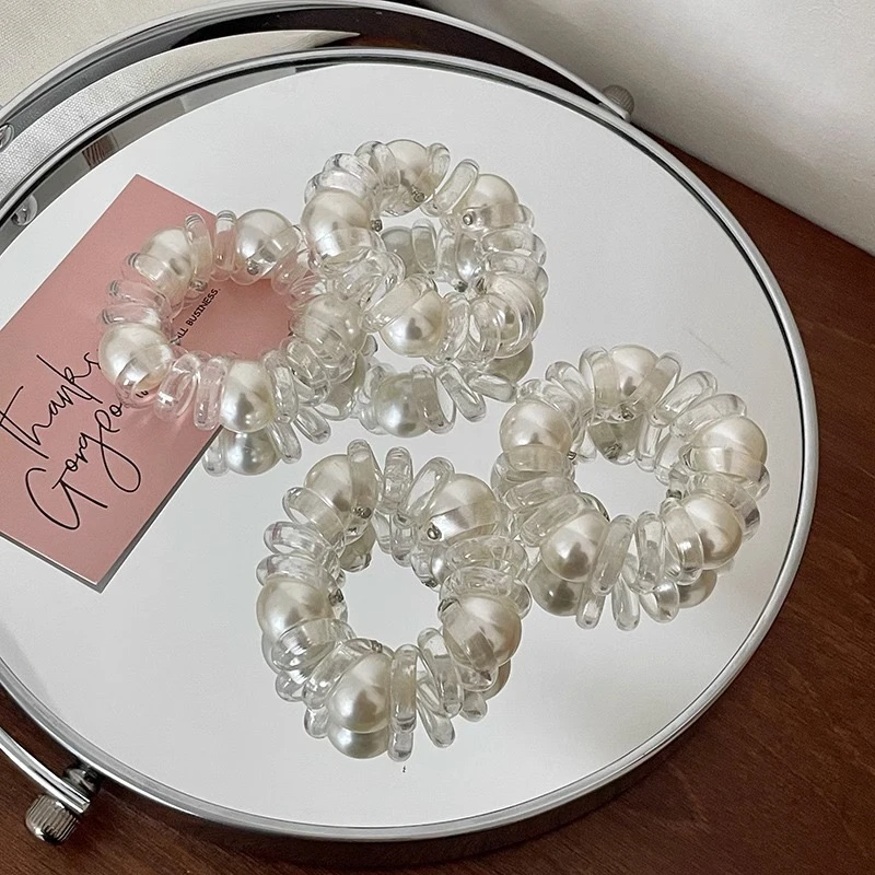 透明电话圈发绳铆钉头绳皮筋电话线扎发圈女丸子头韩国电话绳