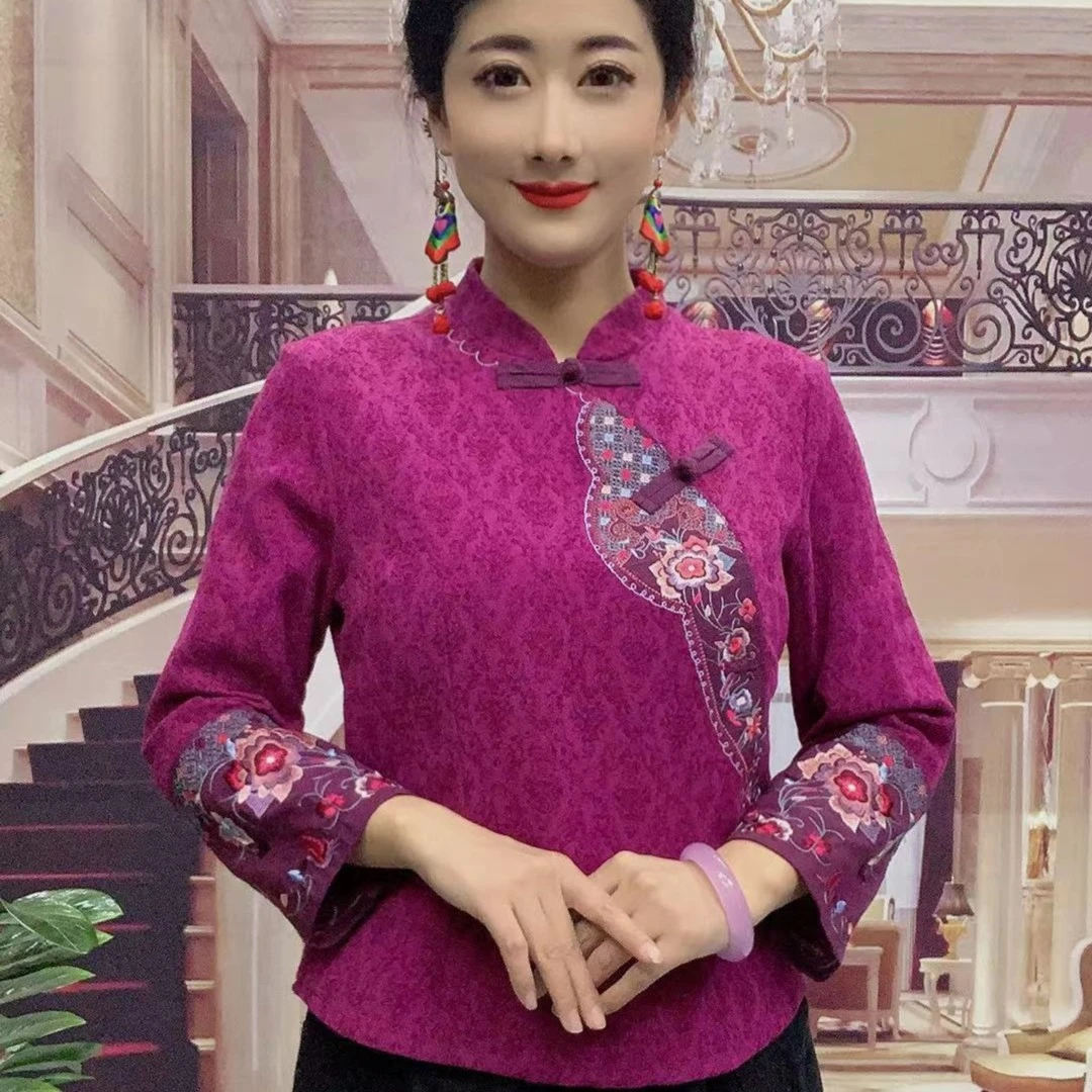 2210款复古改良民族风旗袍衫上衣