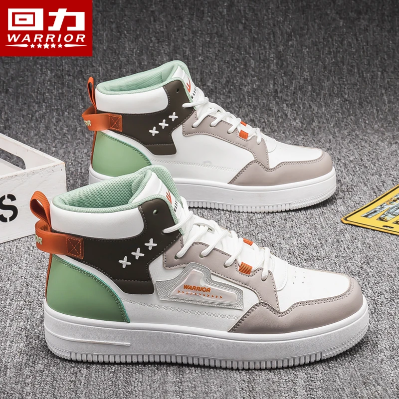 Warrior/回力男鞋秋季新款高帮鞋复古时尚潮鞋百搭厚底休闲鞋037