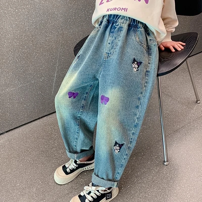 女童牛仔裤春秋款韩版新款儿童裤子中小童洋气休闲宽松宝宝中大童