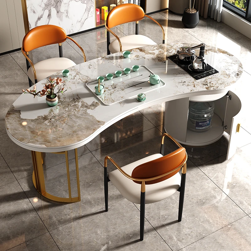 轻奢岩板茶台客厅家用阳台茶桌椅组合办公室现代简约潘多拉泡茶桌