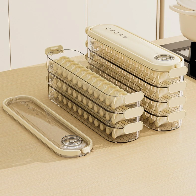 便携速冻手提饺子盒家用冰箱饺子保鲜盒收纳盒一餐一盒透明饺子盒