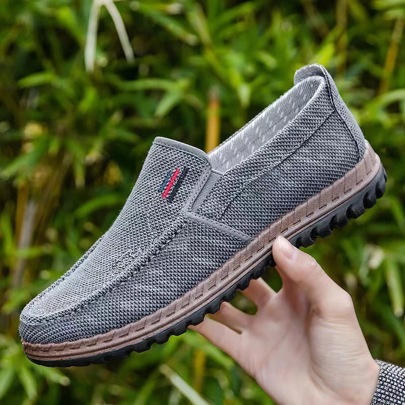 四季舒适男士帆布鞋透气一脚蹬男士休闲鞋软底软面爸爸鞋春夏