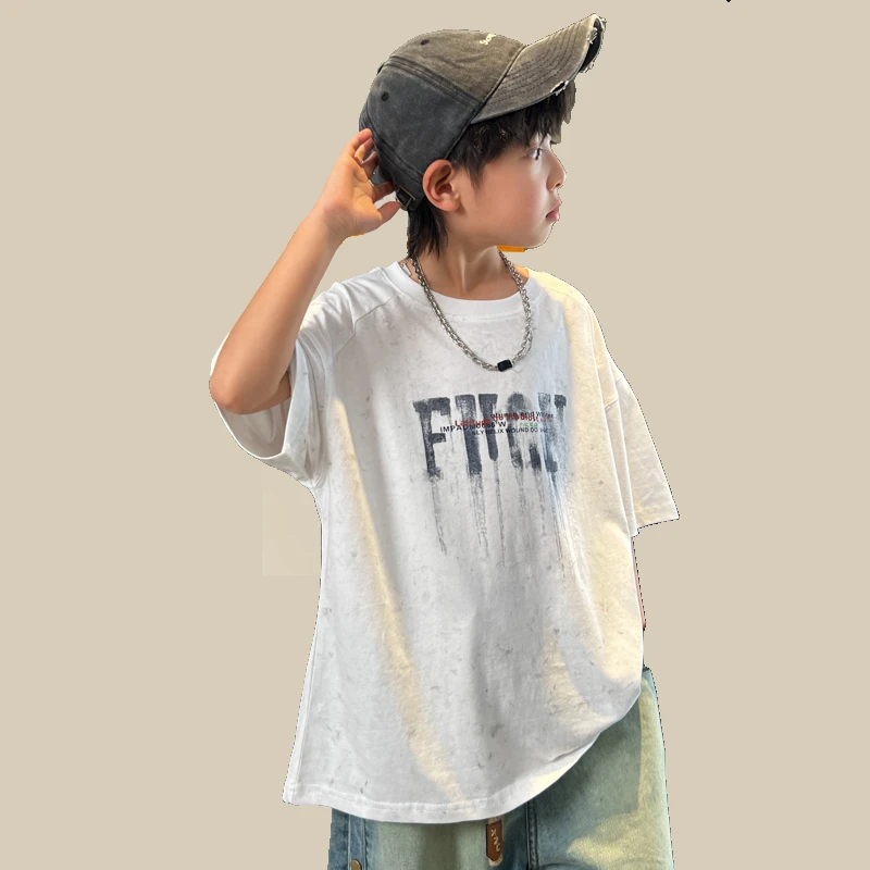 烈童男童夏装T恤宽松中大童短袖衣服韩版百搭潮流儿童夏季时尚t恤