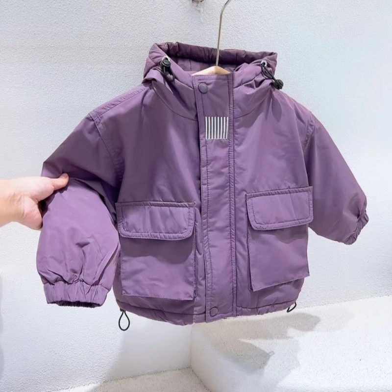 男童外套冬季秋冬休闲小童棉服纯色韩系儿童宝宝洋气连帽面包服潮