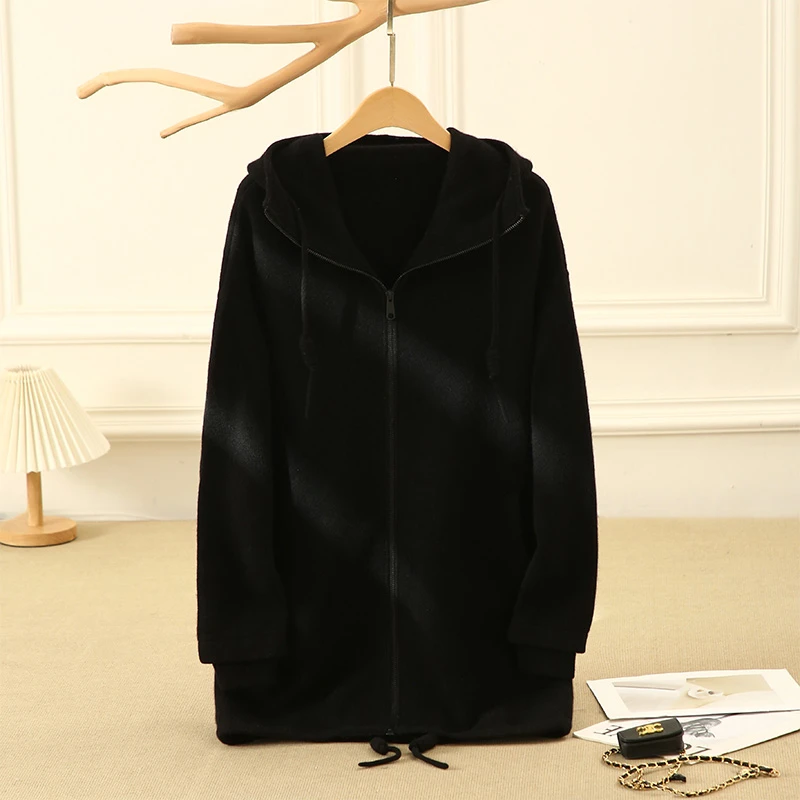 100%山羊绒12针加密加厚女士卫衣外套