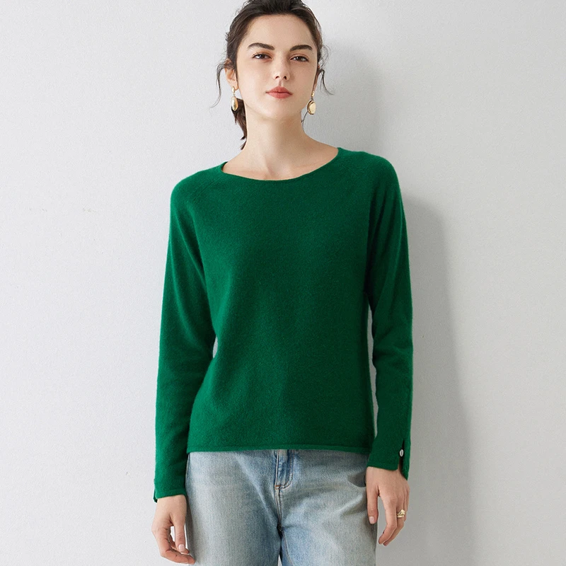 100纯山羊绒12针平面一字领女士羊绒打底衫