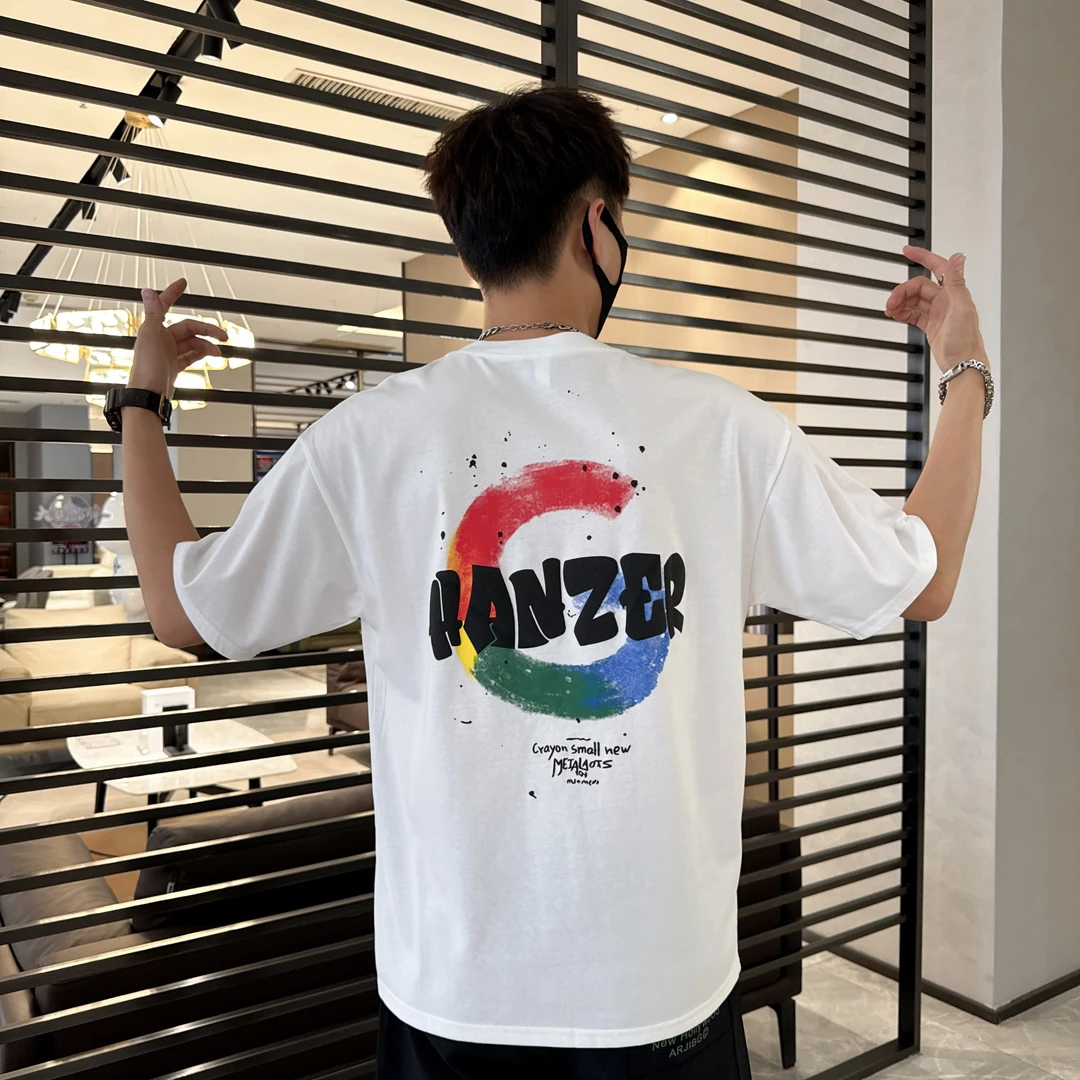 高考毕业季，必须安排一件白色T恤、印花百搭裤时尚款男士休闲短袖、